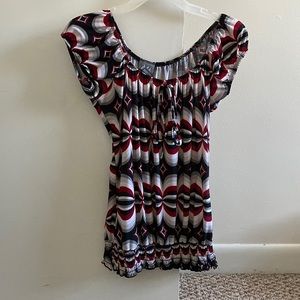 Ref white and blue patterned blouse